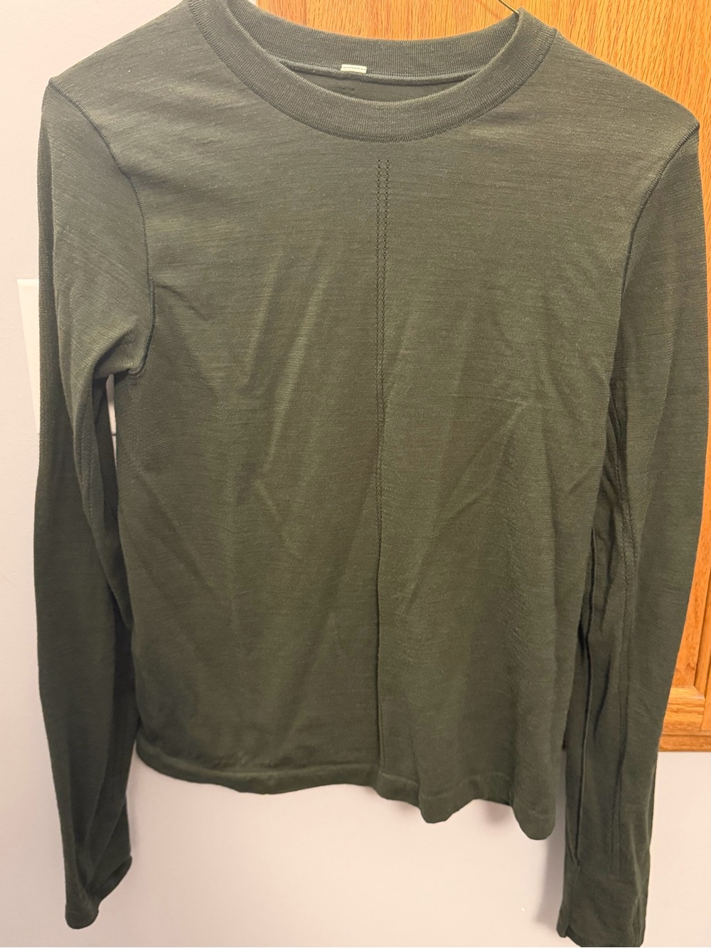 Long Sleeve Crewneck Top - Olive Green Athleta xsmall
